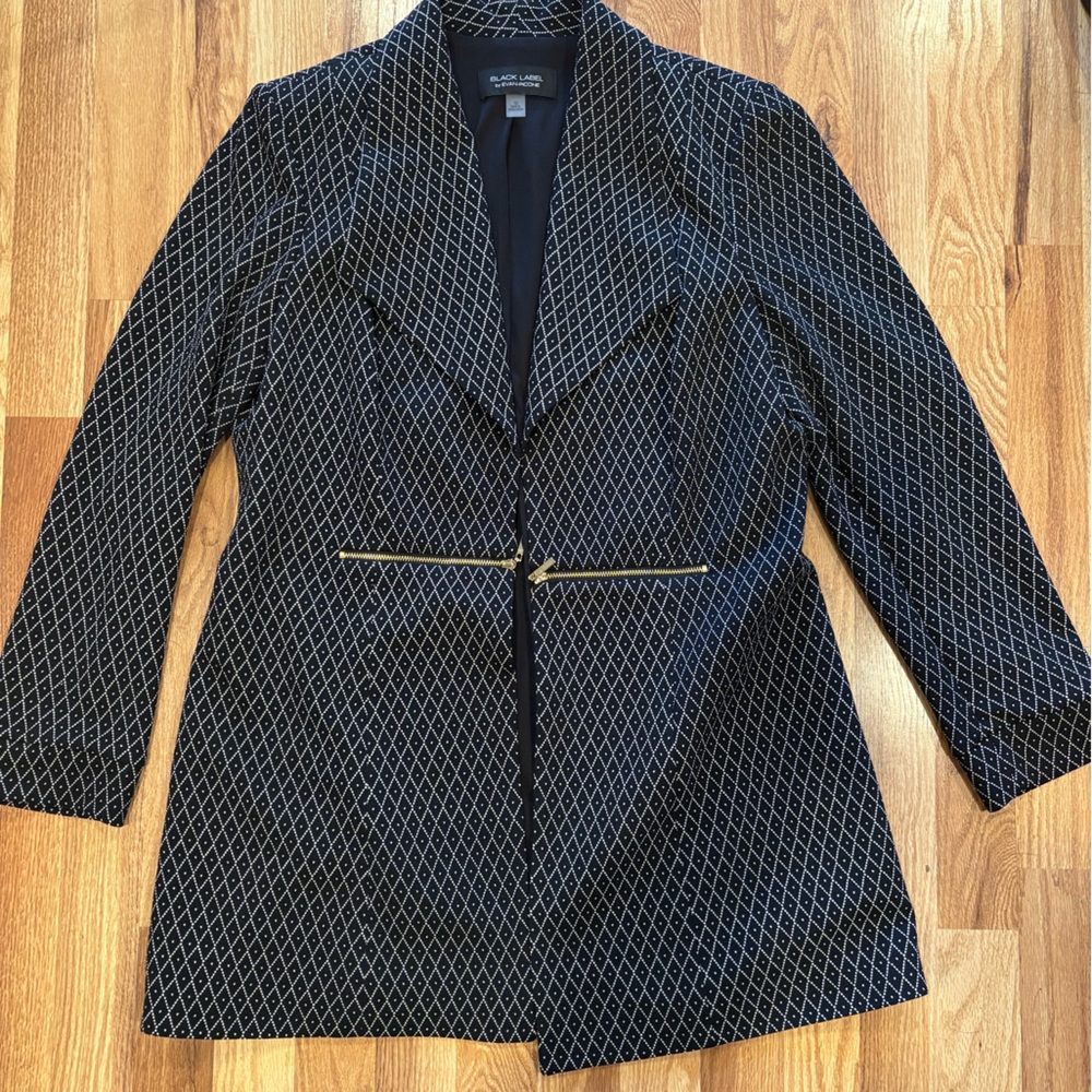 Evan Picone Black Jacket with White Diamond Pattern